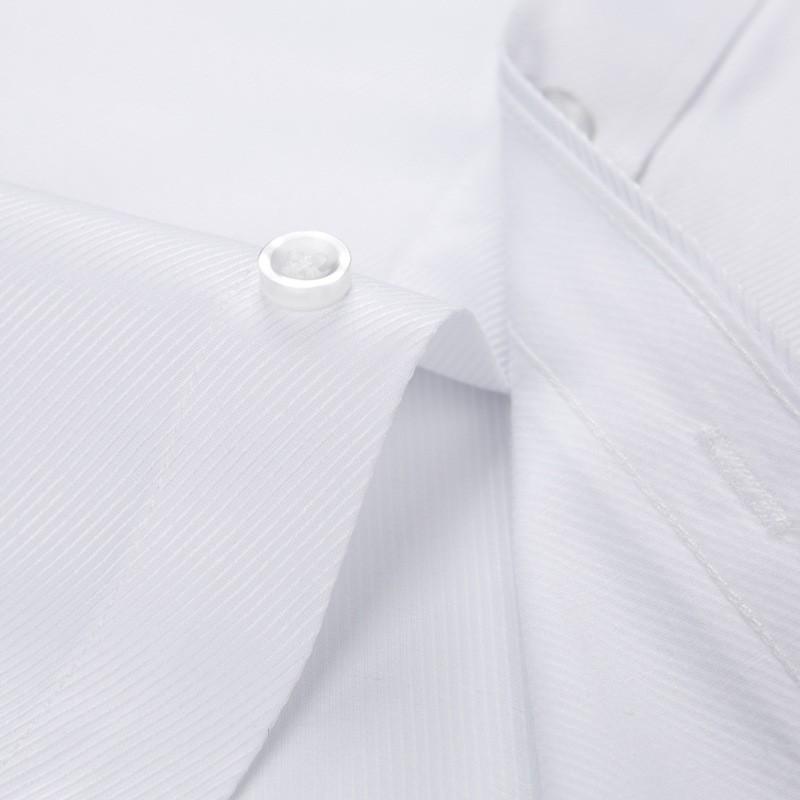 Men's White Long Sleeve Professional Business Shirt with Optional Short Sleeve and Tie