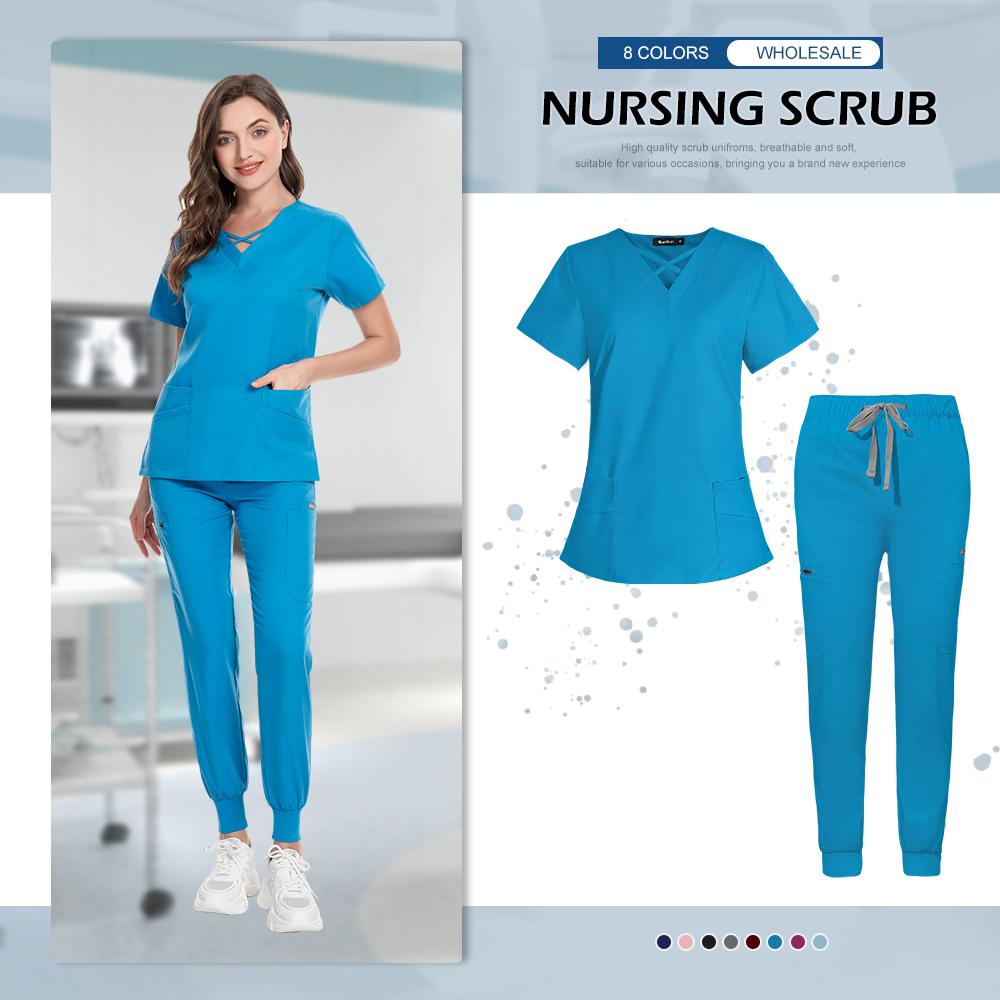 

Niaahinn Uniform Nurse Women Fashion Nurse Scrub Multicolour Multicolour Dental Aesthetics Laboratory Uniform XS-XXL Scrubs Sets XS