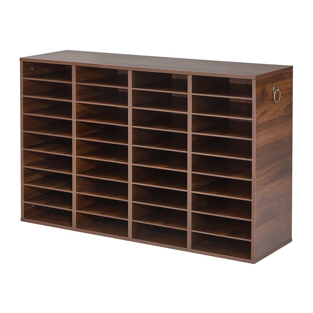 Wood Literature Organizer 36 Compartments Office Mailboxes Brown, Countertop Literature Sorter for Files Documents Papers, with Adjustable Shelves,