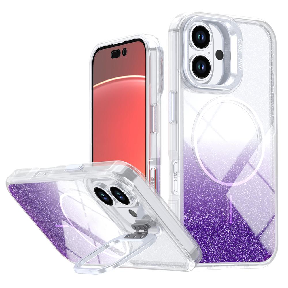 

For iPhone 16 Magnetic Case Gradient Glitter Shockproof TPU PC Phone Cover Compatible with MagSafe