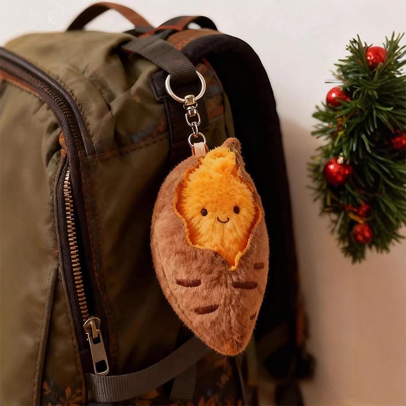 Fun Cute Cartoon Roasted Sweet Potato Plush Toy Keychain Bag Pendants Hanging Girl'S Decoration Winter Children'S New Year Gift