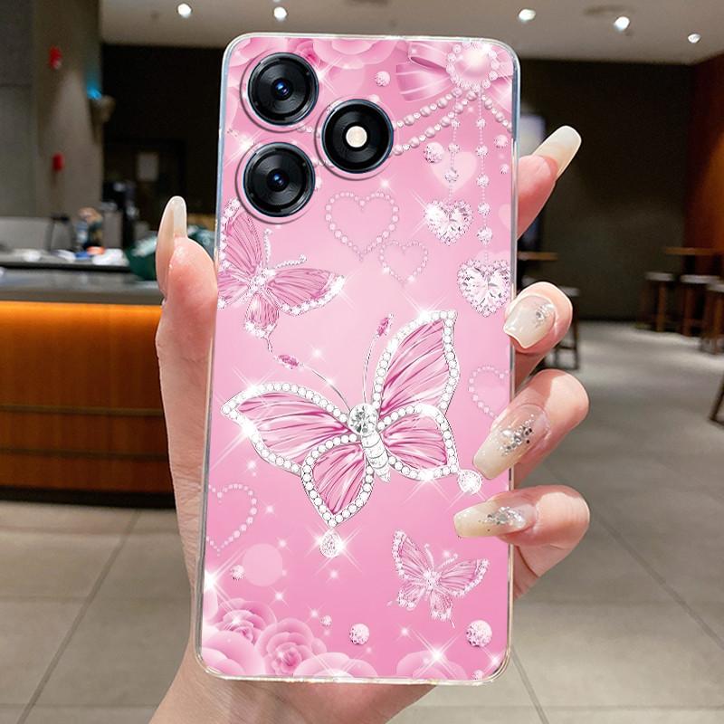 Für Tecno Spark 10 10C Hüllen Schöne Schmetterlingsblumen Klare Silikon-Rückseite Für Tecno Spark 10 C KI5k KI5m KI5q Handyhülle