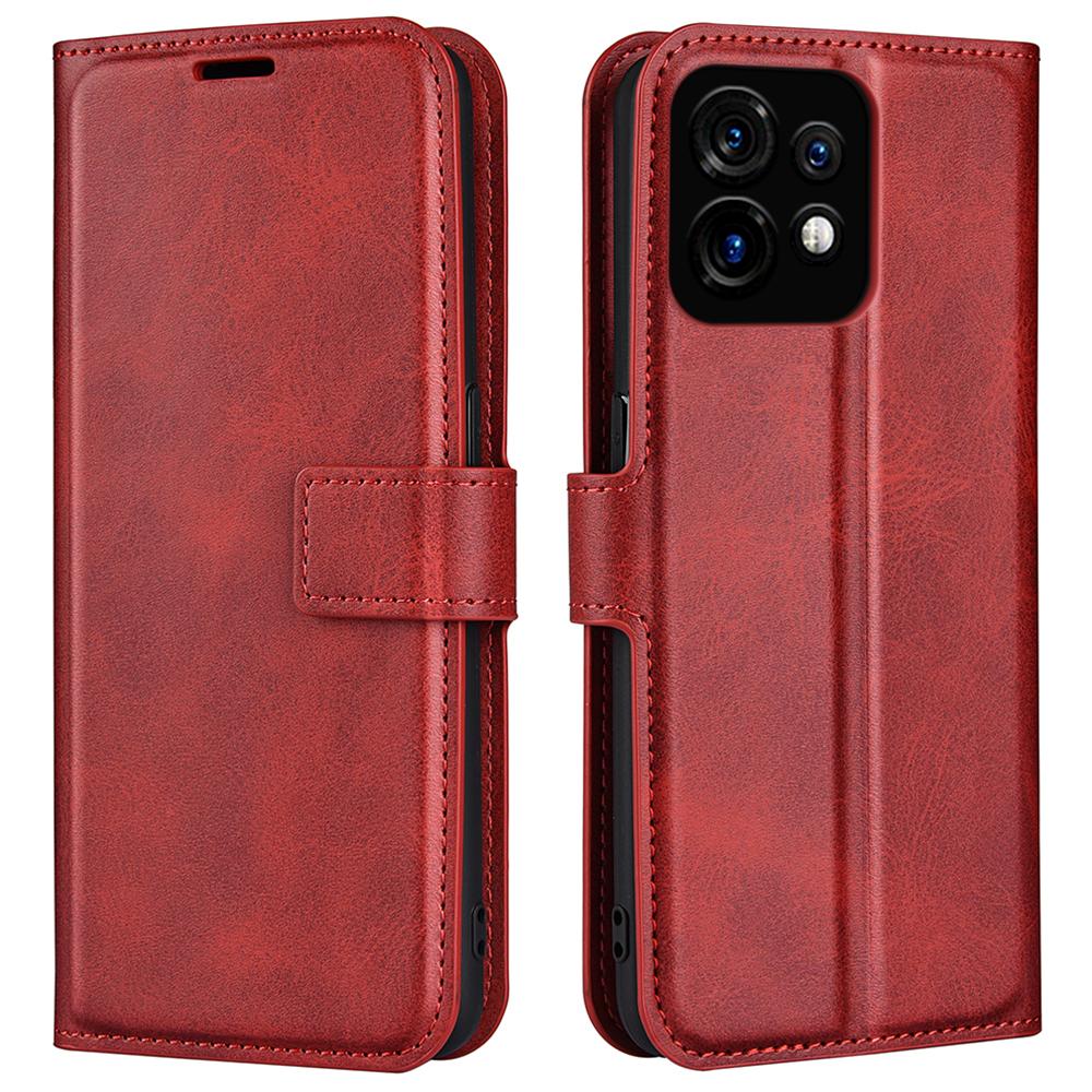 

For Motorola Moto X40 5G/Edge 40 Pro 5G Calf Texture Leather Wallet Case Anti-drop Stand Phone Cover Red