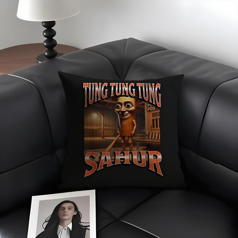ITALlAN Brainrot Fashion Cushion Cover Natural Linen Organic Fabric DoubleSided Printing Sofa Home Decor Gift Pillow Case