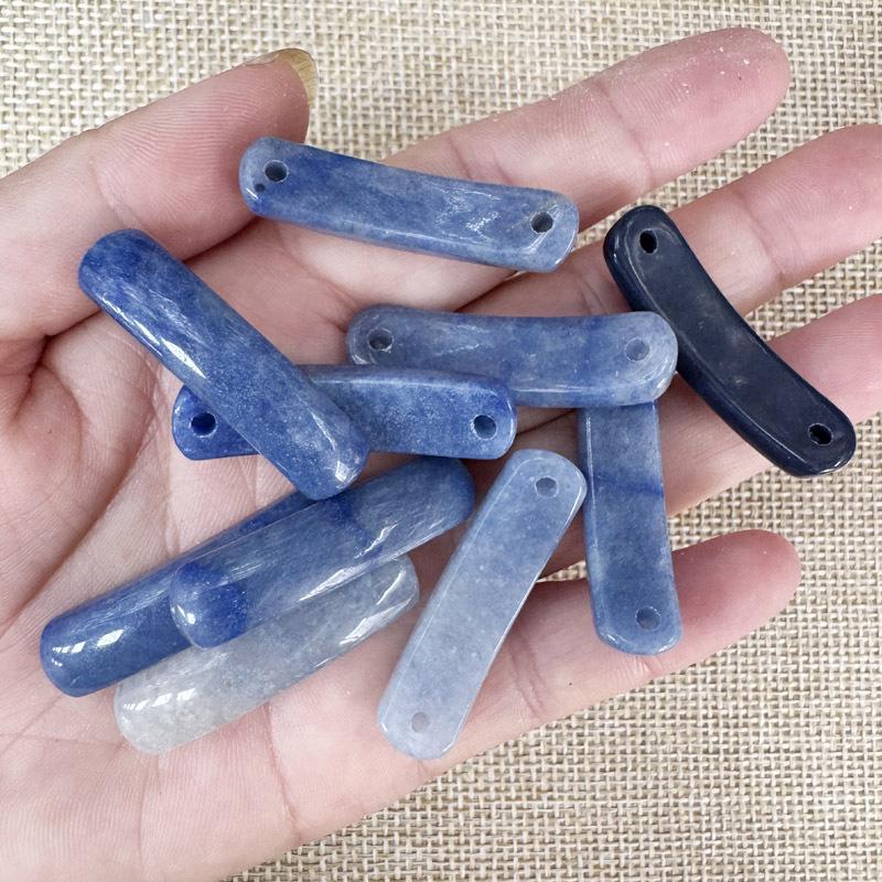 Natural Amethyst & Rose Quartz Bent Tube Connector for DIY Bracelets