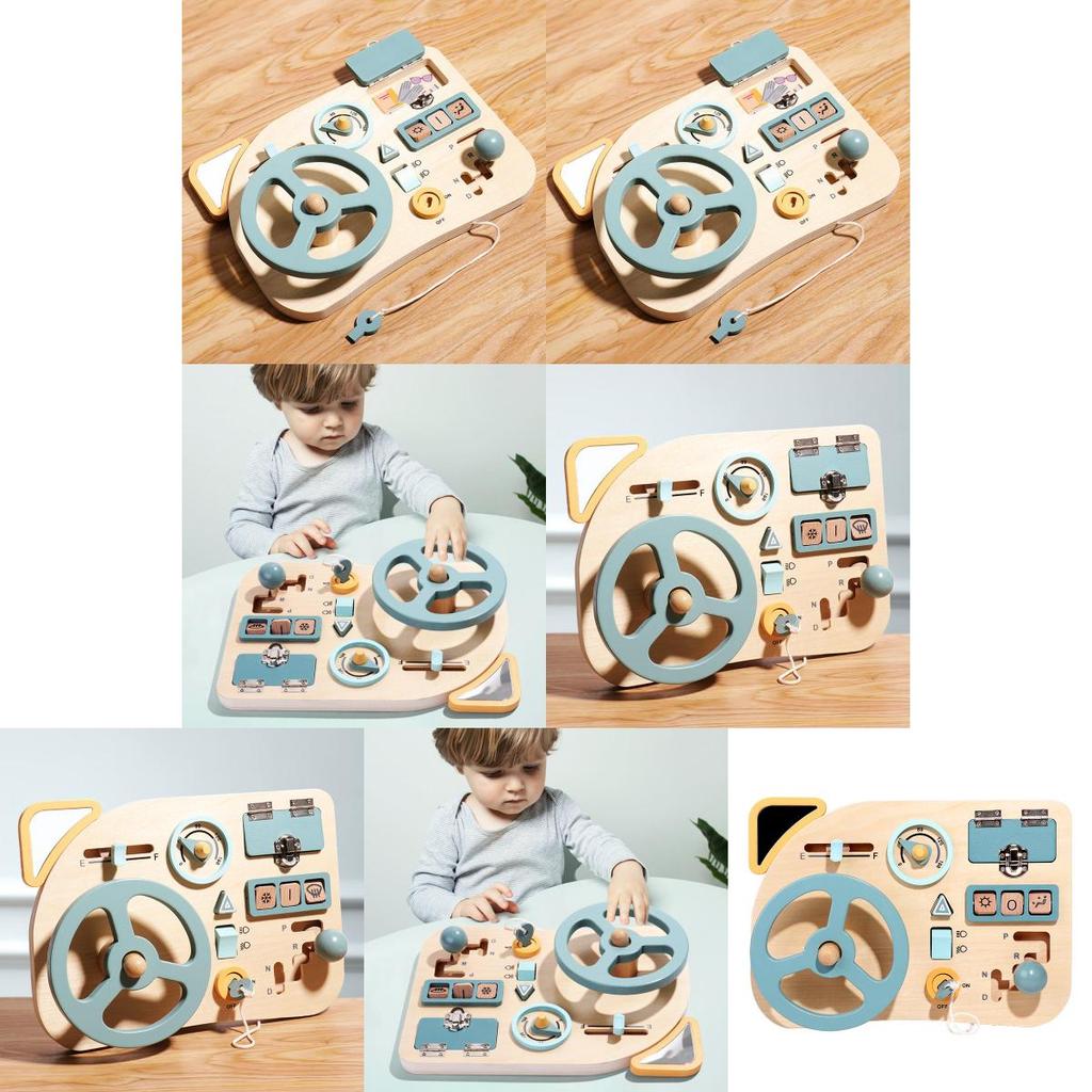 Wooden Busy Board Steering Wheel Toy For Kid Learning And Development