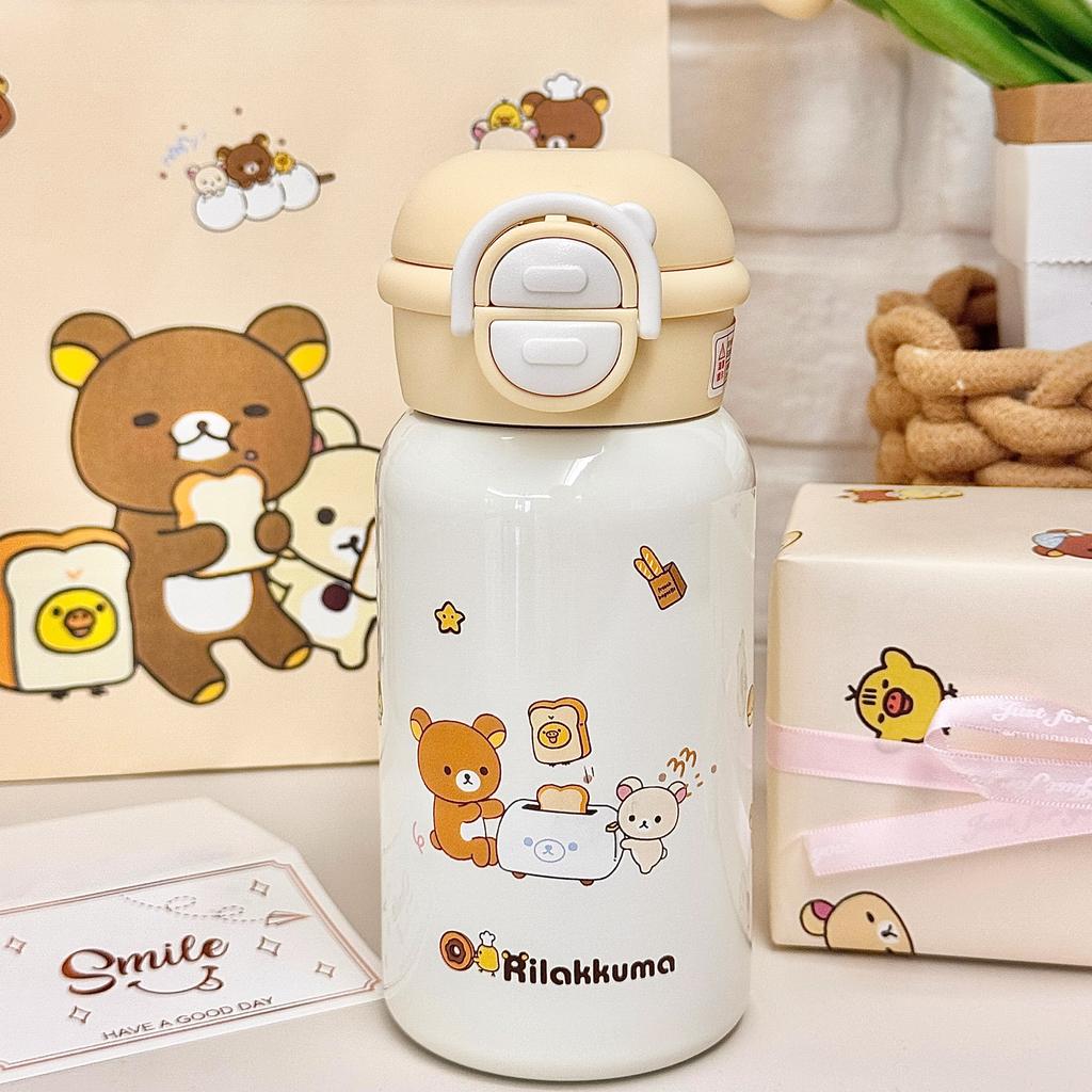 Rilakkuma Kawaii Bear 316 Stainless Steel Insulated Cup Ins Double Mouth Water Cup For Students Large Capacity High Beauty Cute