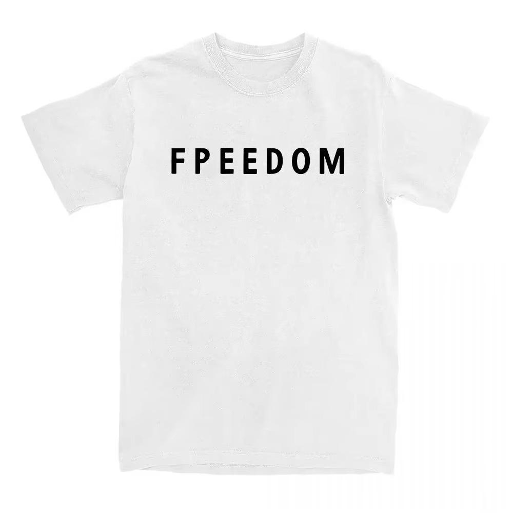 2025 Ny Sommer Casual Kortermet T-skjorte Trykk Bomull Normal Passform Rund Hals Pustende Løs Unisex T-skjorte Herre Dame Klær