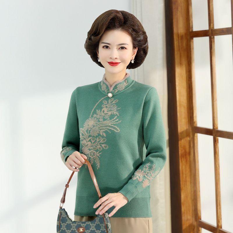 

Осень Зима Женский Свитер из Норкового Флиса Свободный Большого Размера Вышитый Пуловер Флис Утепленный Вязаный Топ 3XL