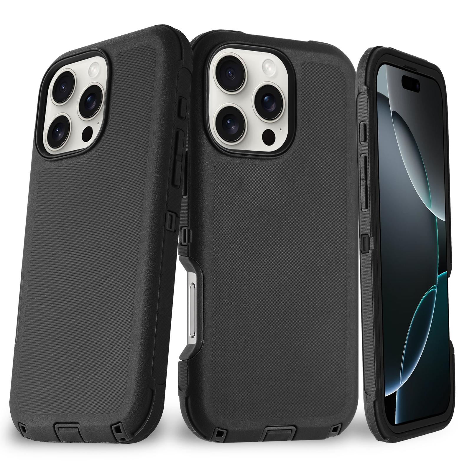 

Новий надміцний чохол серії Defender для Iphone 16 16Pro 16Plus 16Pro Max Міцний надійний протектор Жорсткий чохол-броня Otter Ударостійкий Міцний Захисний чохол For iPhone 16 Pro чорний