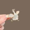 Brooch Pin, 3D Goose Design Lapel Pin with Mother-of-Pearl Inlay, Wear-Resistant Thick Coating Strong Buckle Pin for Coats Sweaters Gift