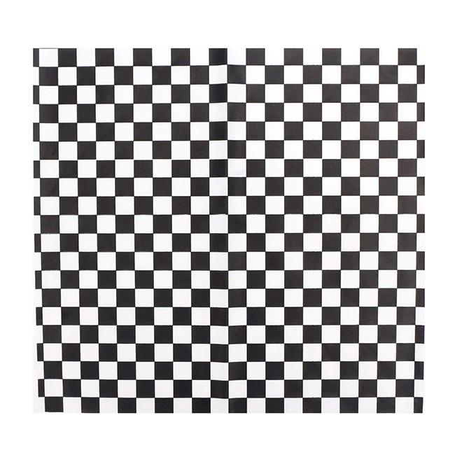 25 Sheets Checkered Sandwich Wrappers, 9.8" x 9.8" Dry Wax Paper, Grease Resistant Black Red Burger Food Basket Liner Oilpaper