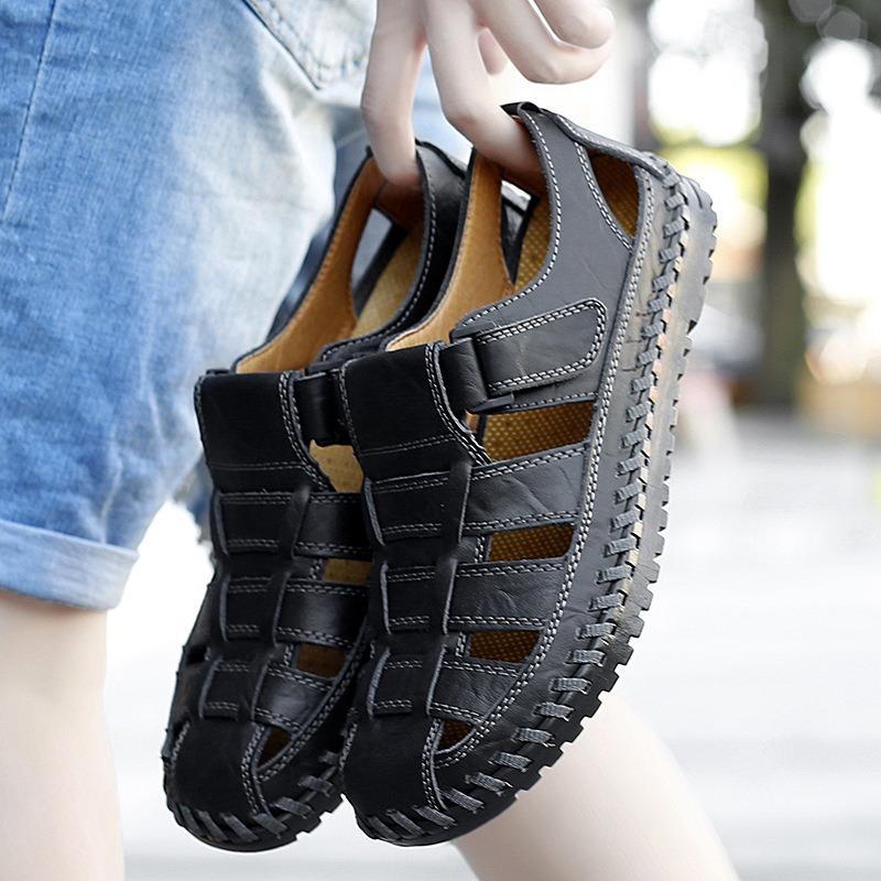 Fashion Luxury Mens Sandals Fashion Handmade Leather Sandals Summer Hollow Out Roman Shoes for Men Casual Beach Sandals Wading Sandalias