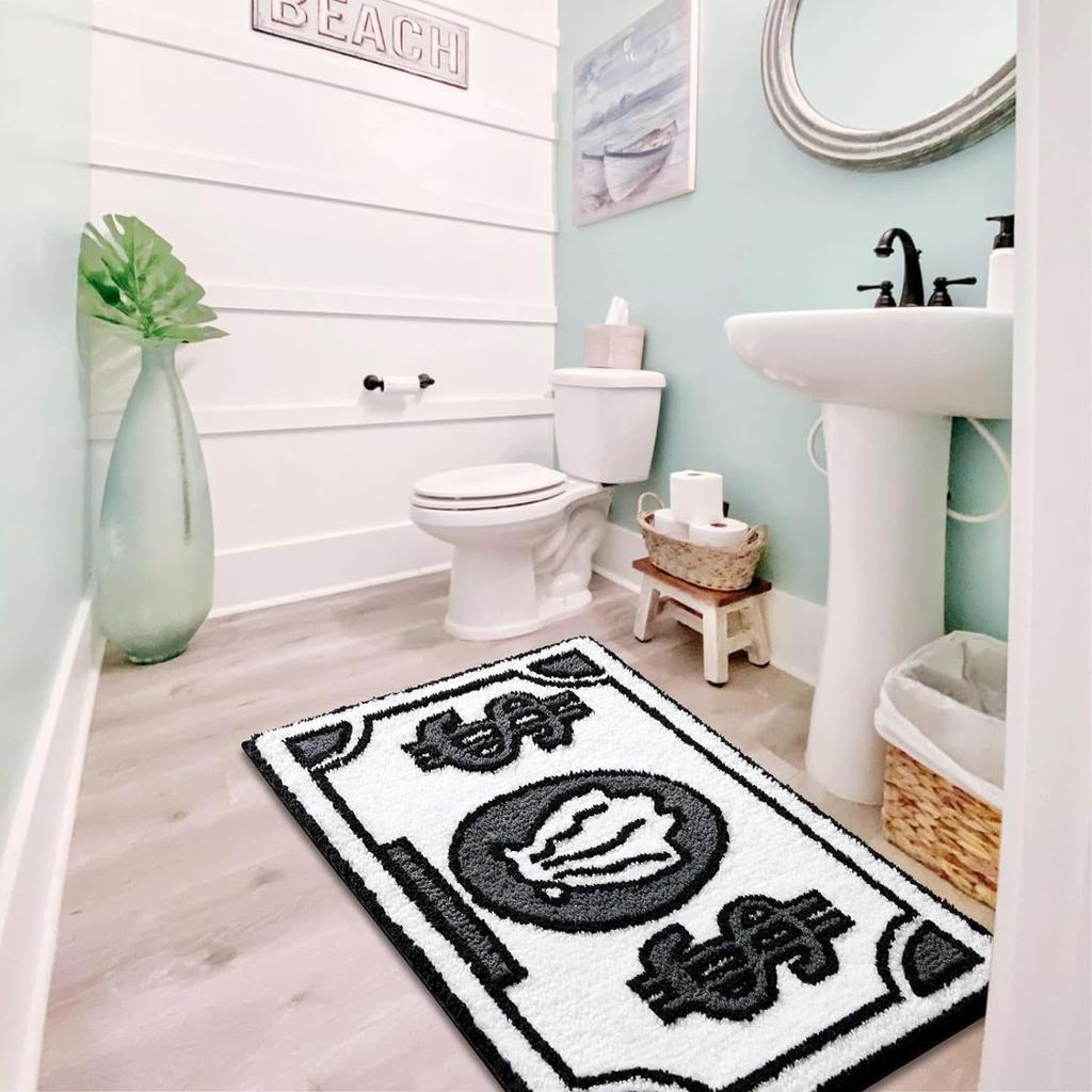 VIKAMA Cartoon Dollar Imitation Cashmere Wash Back Rug Moisture-Proof Foldable Bathroom Floor Mat Bedroom Carpet Home Decoration