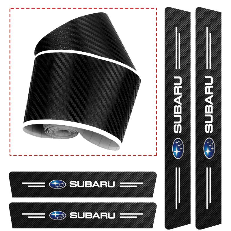 Car Door Sill Scuff Plate Decor Carbon Fiber Stickers For Subaru WRX Forester Outback Crosstrek Legacy Impreza Levorg cy5