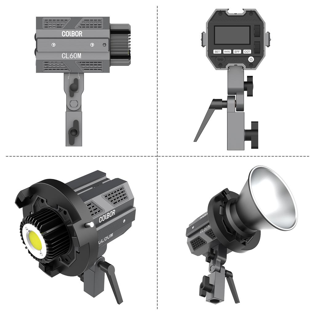 COLBOR CL60M Compact Studio LED Video Light 65W Photography Fill Light 5600K Dimmable CRI97+ 7