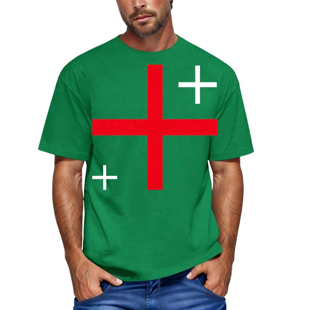 Men's Casual Short Sleeve Crew Neck T Shirt with England Inspired Graphic Print Comfortable Fit Lightweight Fabric Suitable for Everyday Wear