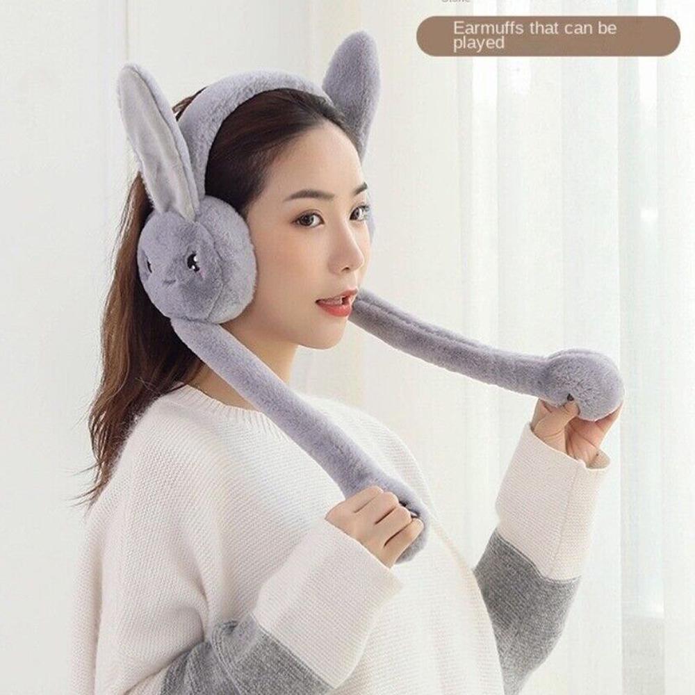 Caps Moving Rabbit Earmuffs Ears Protection Ear Warmers Winter Plush Ear Muffs
