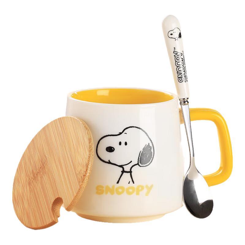 Snoopy Ceramic Mug with Lid and Spoon