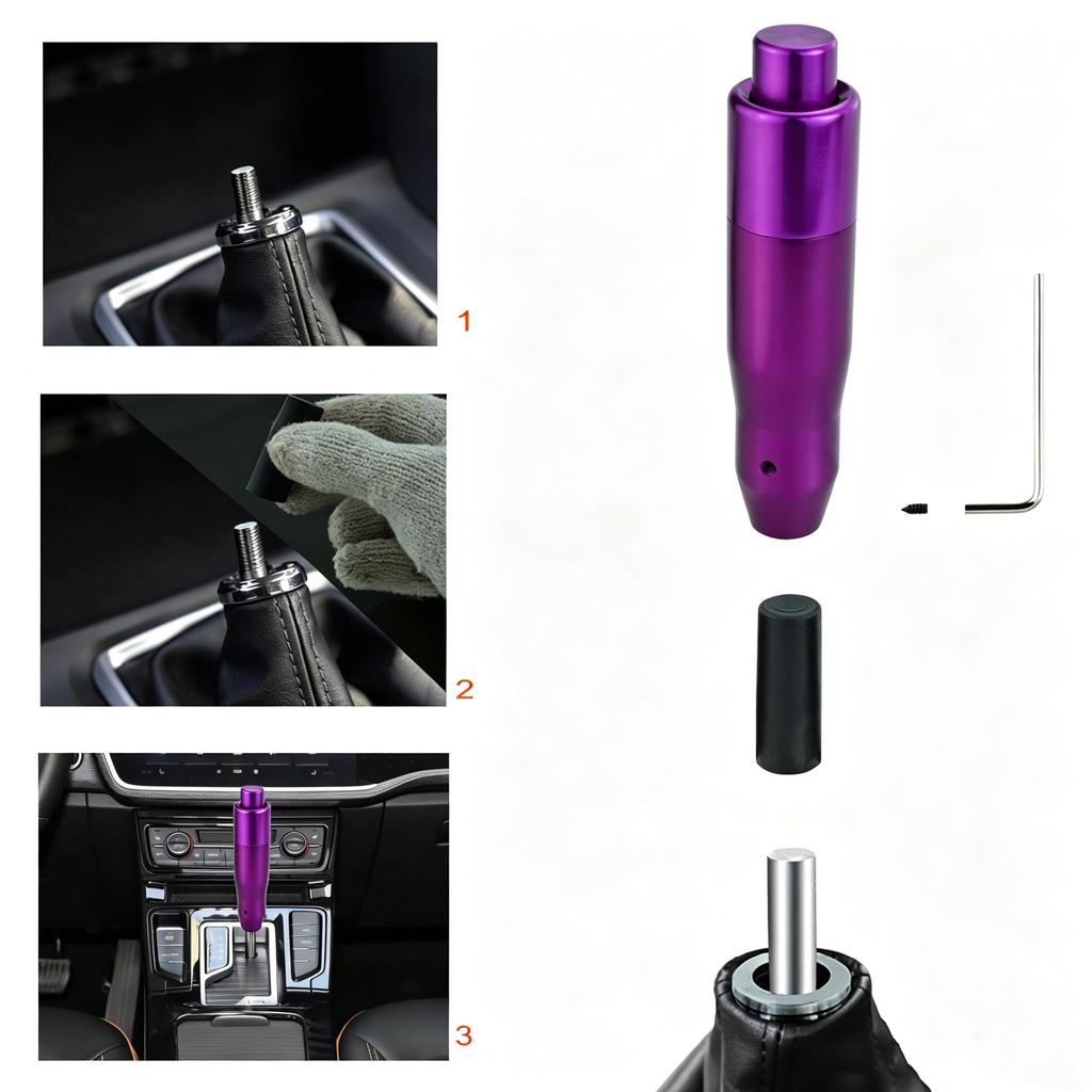 Lunsom Shift Aluminum Shift Metal Shift Applicable to Automatic Purple Button-Type Knob, Lever, Knob, Cars,