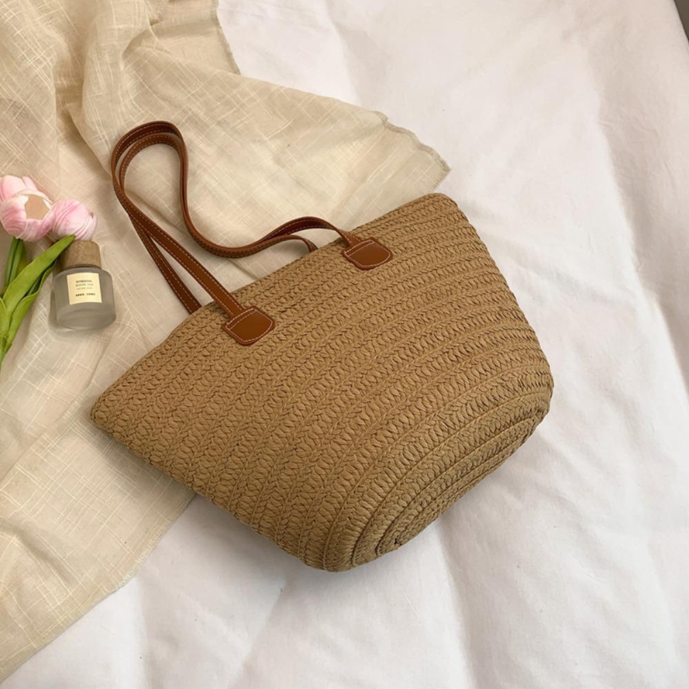 

Летняя плетеная сумка-корзина, пляжная женская сумка-тоут, модная сумка из соломы, для дам/девушек хаки
