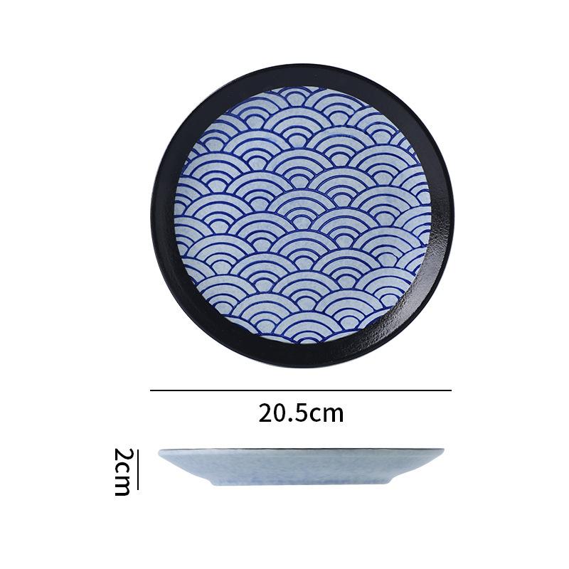 Japanese Classic Blue Pattern Tableware Hotel Style Western Food Plate Deep Plate Household High Value Shallow Plate Ceramic Disc
