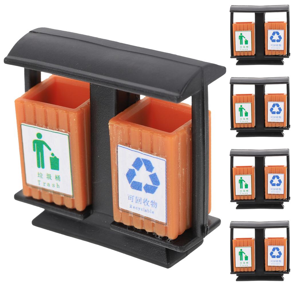 5 Pcs Garbage Can Micro Landscape Wall Light Child Mini Trash Miniature Pail Abs Scene Model