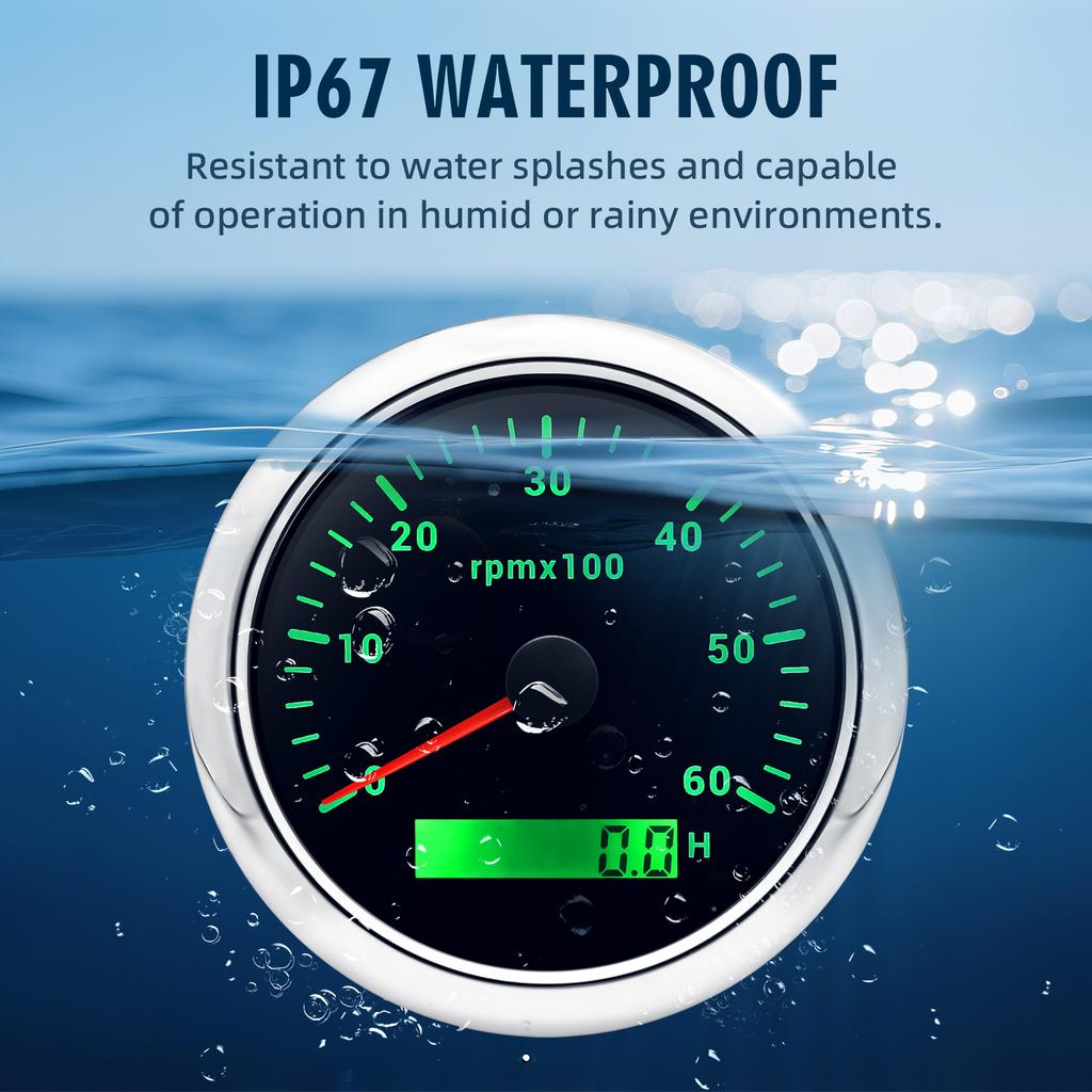 85mm Tachometer With LCD Hour Meter For Marine Boat Car 7 Colors LED Backlight Tacho Gauge 3000/4000/6000/7000/ 8000 RPM Meter