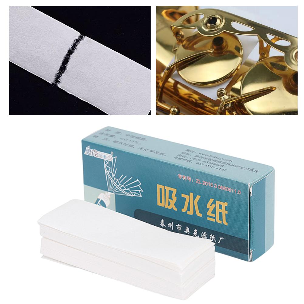 100Pcs/Box Sax Absorbent Cleaner Papers Anti-Sticky Clarinet Button Drying Paper Versatile for Saxophone Flute Clarinet China Mainland