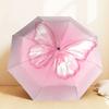 1pc Butterfly Pink Automatic Folding Umbrella 8 Rib Iron Frame,  Suitable for Travel, Daily Use, Birthday, Women & Men Gift c1231041