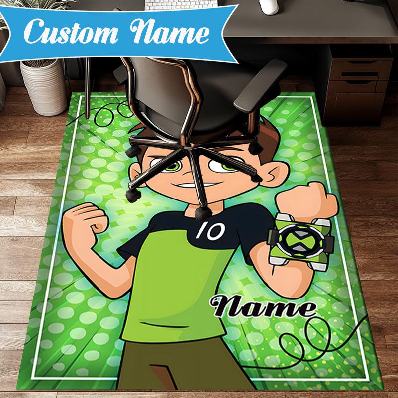 Custom Name Ben Alien Force Rug Game Carpet, Floor Mat for Bedroom Living Room Entryway Rug, Home Decor Idea Gift for Christmas birthday