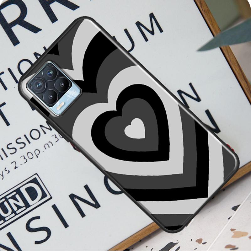 Latte Love Brown Heart Swirl Aesthetic Case For Realme 8 Pro 8i GT Master GT Neo 2 C21 Back Cover For OnePlus Nord 2 8T 9R 9 Pro