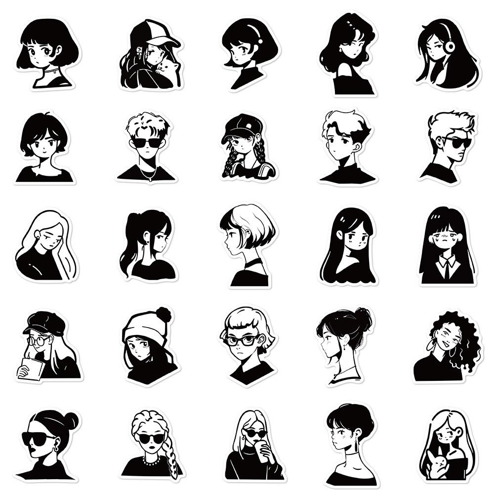 50-Piece Minimalist Simple Character Stickers - Waterproof DIY Decor for Luggage, Journals, Phone Cases, Backpack & Water Bottle
