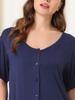 uxcell Pajama Short Solid Soft Size M Women's Nightgown, Dress, Sleeve, Color, Modal, Button-Down, Navy,