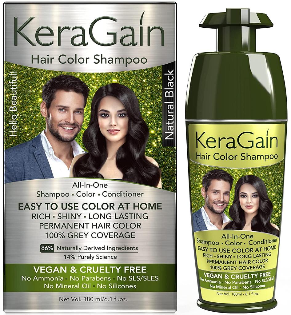 KeraGain Hair Color Shampoo (Natural Black) - 180ML