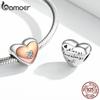 BAMOER 925 Sterling Silve Charm Two Color Heart Love Zircon Plated Rose Gold Fit Original Charms DIY Bracelets Bangles Jewelry