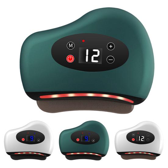 Electric Gua Sha Device 9/12 Vibration Levels Adjustable Heated Face Massager Red Light Therapy Facial Neck Arm Leg Body Guasha Tool with Heat