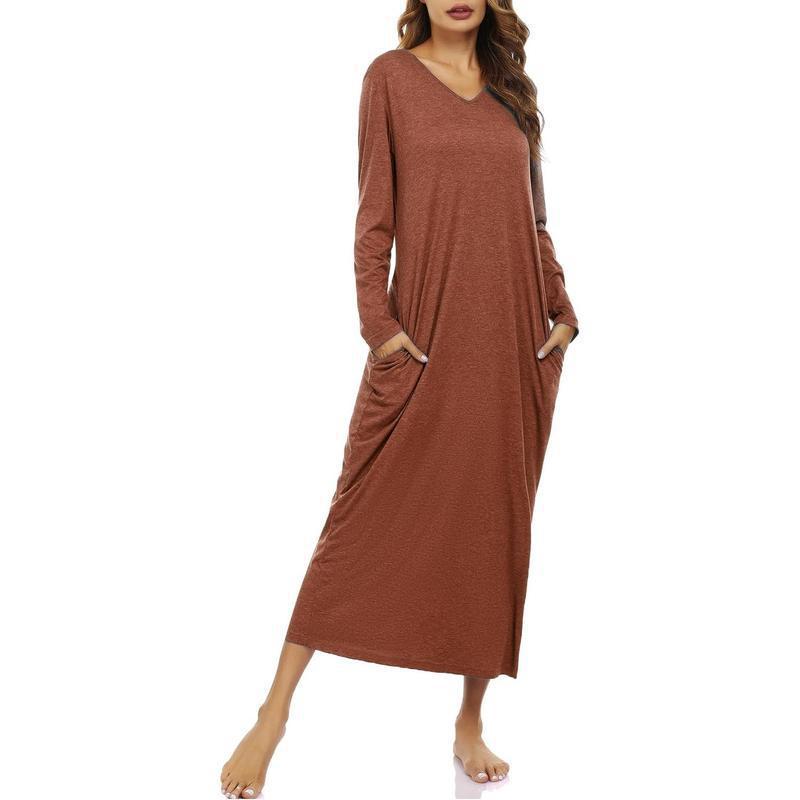 Women's Long-Sleeve Cotton Nightgown Pajamas