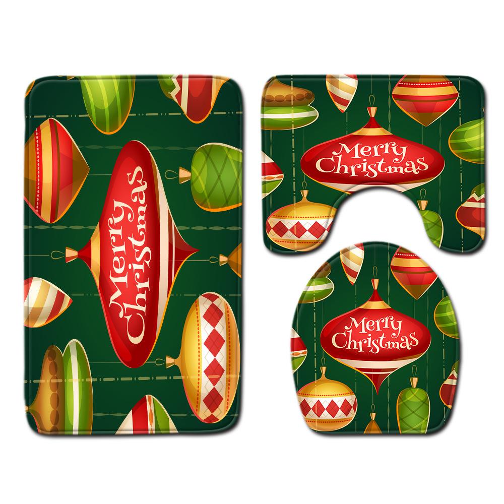 Christmas Bathroom Floor Mat Toilet Three-Piece Set