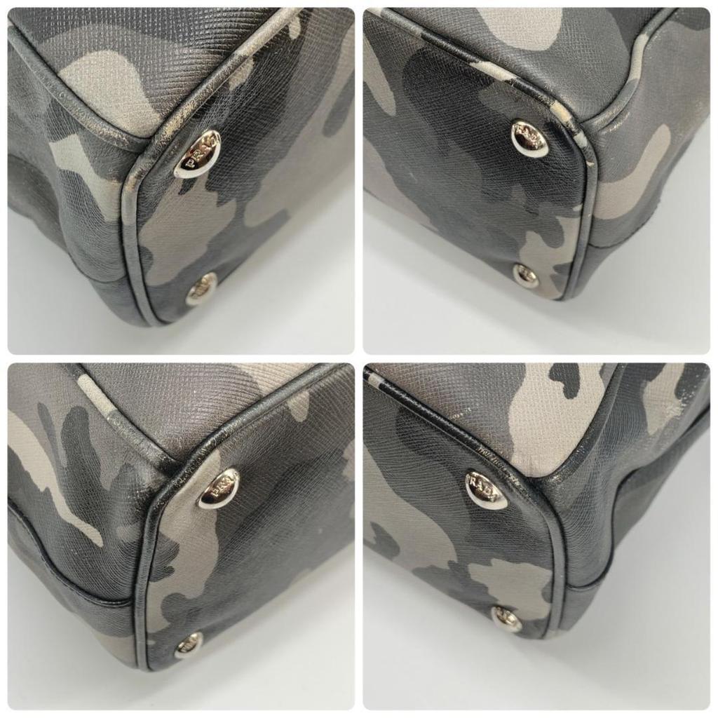 Prada Handbag Tote Bag 2-Way Shoulder Bag Crossbody Bag Silver Hardware Leather Genuine Leather Camo Camouflage
