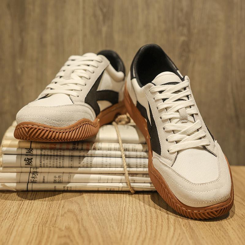 

Four Seasons Fashion Live Broadcast Explosive Cow Reinforcement Sole Velvet Cowhide Breathable Mesh Мужские кроссовки Мужская повседневная обувь 44 бежевый