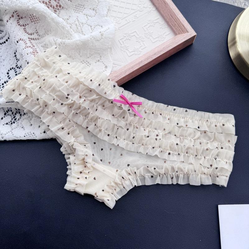 Ladies Spring and Summer Lovely Cake Layer Mesh Low Waist Sexy Panties