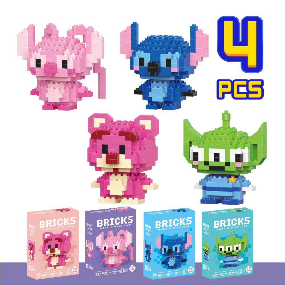 Anime Princess Building Blocks Stitch Mickey Mouse Mini Action Toy Figures Blocks Toys Bricks Assemble Toys Kids Gifts