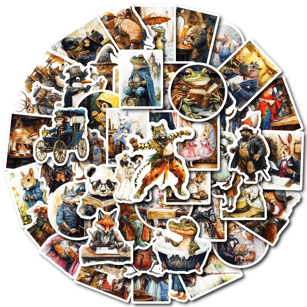 More Than 50 Fine Prints of Non-repetitive Anthropomorphic Animal Graffiti Stickers Pp Waterproof Decorative Stickers