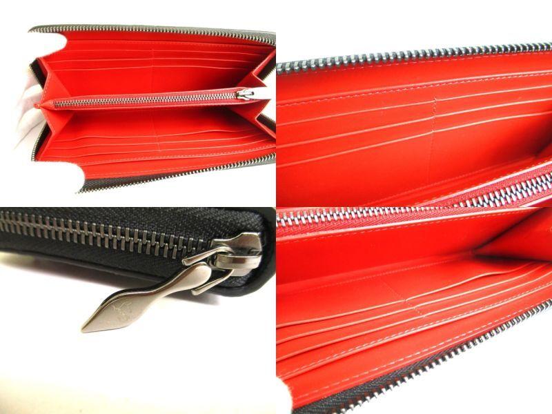 Authentic Christian Louboutin Panettone Black Leather Multicolor Spikes Round Zip Wallet #9746  Refurbished