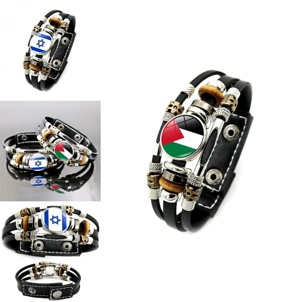 Israeli Palestinian Leather Bracelet European And American Punk Style Multilayered Beaded Bracelet
