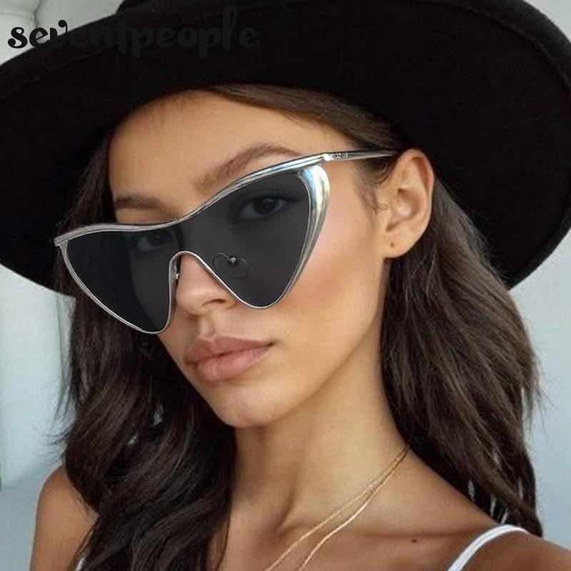 Y2K Punk Sexy Cat Eye Shield Sunglasses Women  Luxury Brand Vintage One-Piece Sun Glasses For Ladies Fashion Goggle Shades