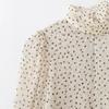 Womens 2026 Long Sleeve Shirt With Bow Detail Polka Dot Regular Fit Casual Blouse