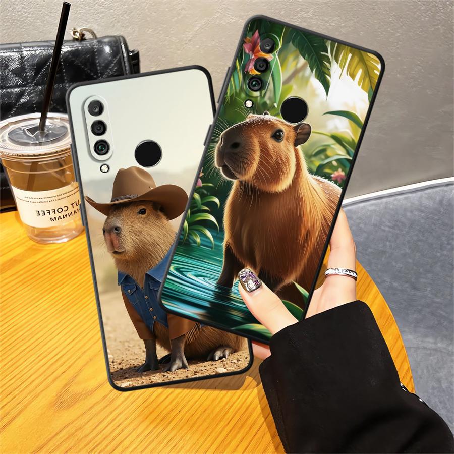 Black Soft Shell Phone Case for Huawei P20 P40 Lite P Smart 2019 P20 Lite 2018 P30 P20 Pro Cute Capybara