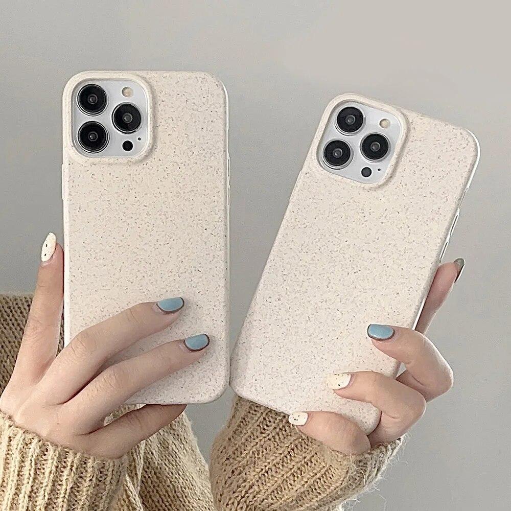 Eco Biodegradabile Paglia di Grano Custodia Morbida In Silicone Per il iPhone 11 12 13 14 Pro Max 7 8 14 Più XR XS Max SE 2020 Della Copertura Antiurto